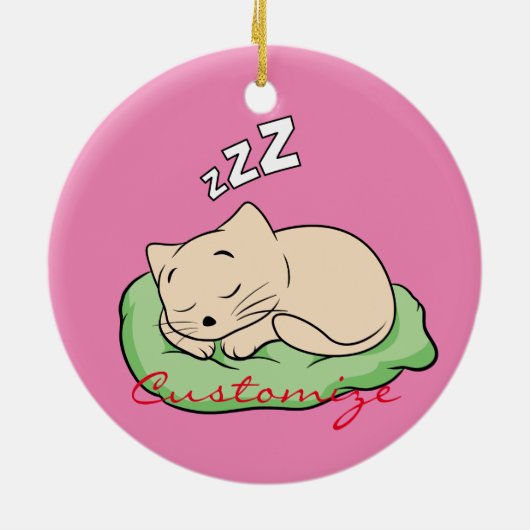 Slaapend Kat Thunder_Cove Keramisch Ornament (Achterkant)