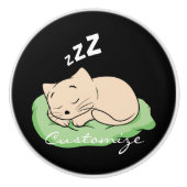 Slaapend Kat Thunder_Cove Keramische Knop (Voorkant)