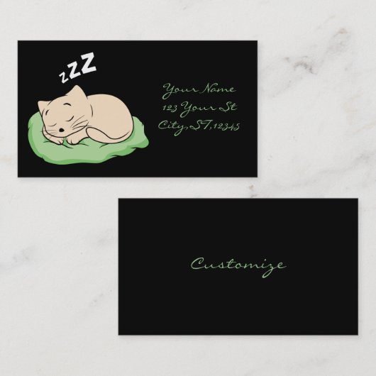 Slaapend Kat Thunder_Cove Visitekaartje (Voorkant / Achterkant)