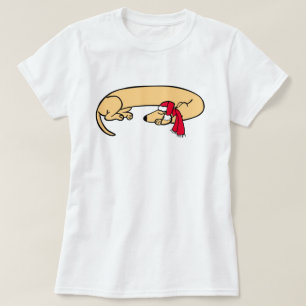 Slaapend kerstdachshund T-Shirt
