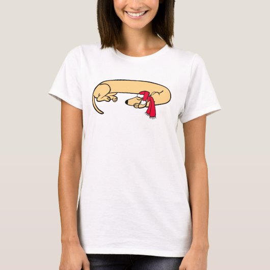 Slaapend kerstdachshund T-Shirt (Voorkant)