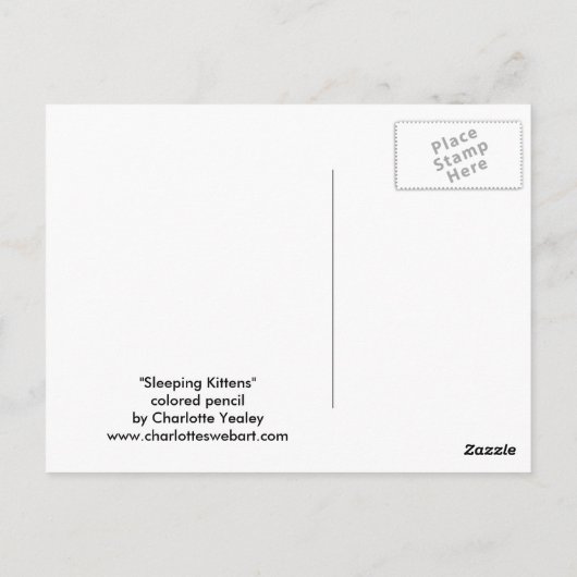 Slaapend Kittens Cat Art Briefkaart (Achterkant)