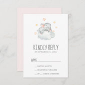 Slaapend klein olifant Baby shower RSVP (Voorkant / Achterkant)