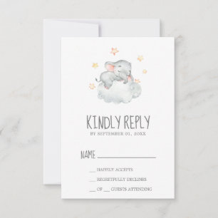 Slaapend klein olifant Baby shower RSVP