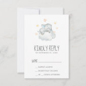 Slaapend kleine olifant Baby shower RSVP Kaartje (Voorkant)