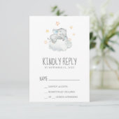 Slaapend kleine olifant Baby shower RSVP Kaartje (Staand voorkant)