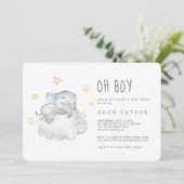 Slaapend kleine olifant Oh Baby shower Kaart (Staand voorkant)