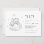 Slaapend kleine olifant Oh Baby shower Kaart (Voorkant)