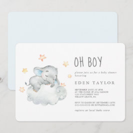 Slaapend kleine olifant Oh Baby shower Kaart
