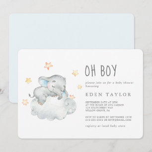Slaapend kleine olifant Oh Baby shower Kaart