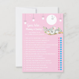 Slaapend Koala Baby shower Game raad eens wie? Inv Kaart