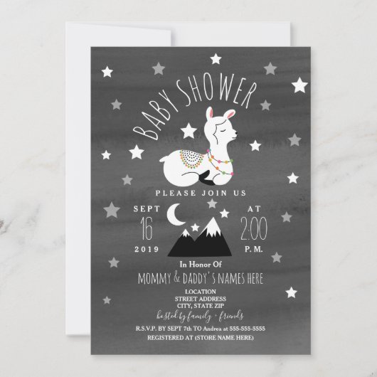 Slaapend Llama Baby Mountains Baby shower Kaart (Voorkant)