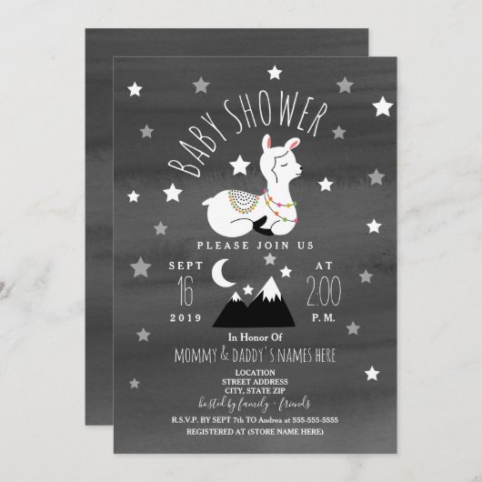 Slaapend Llama Baby Mountains Baby shower Kaart (Voorkant / Achterkant)
