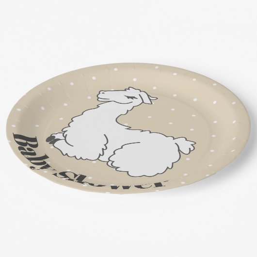 Slaapend Llama en White Swiss Stip Baby shower Papieren Bordje (Gekanteld)