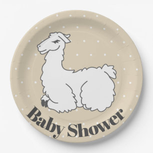 Slaapend Llama en White Swiss Stip Baby shower Papieren Bordje