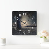 Slaapend nachtscherm met volledige bewegende scène vierkante klok (Huis)