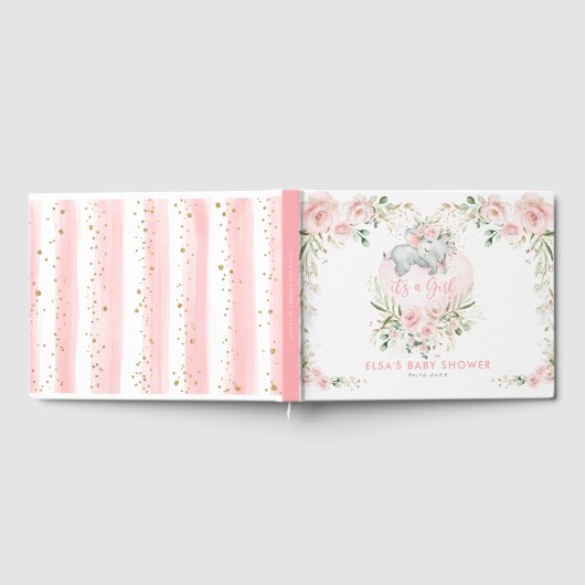 Slaapend olifant Blush Pink Florence Baby shower Gastenboek (Volledig)
