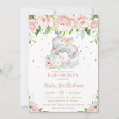 Slaapend olifant Blush Pink Florence Baby shower Kaart (Voorkant)
