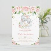 Slaapend olifant Blush Pink Florence Baby shower Kaart (Staand voorkant)