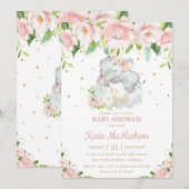 Slaapend olifant Blush Pink Florence Baby shower Kaart (Voorkant / Achterkant)