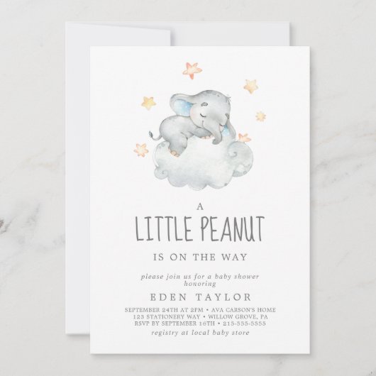 Slaapend olifant Little Peanut Baby shower Kaart (Voorkant)