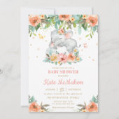 Slaapend olifant Peach roze Baby shower Kaart (Voorkant)