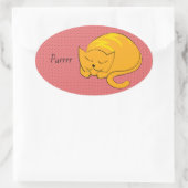 Slaapend Oranje kat Ovale Sticker (Tas)