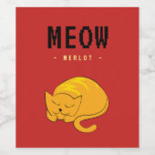 Slaapend Oranje kat Wijn Etiket (Enkel label)