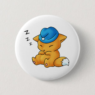 Slaapend Pet Fox Ronde Button 5,7 Cm
