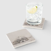 Slaapend sjiitisch Onderzetter, slaaphond Stenen Onderzetter (Zijkant)