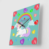 Slaapend Unicorn Acrylwand Vierkante Klok (Hoek)