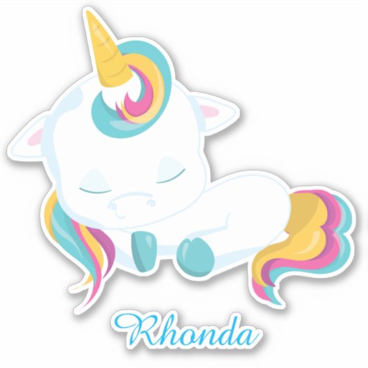 Slaapend Unicorn Charm Sticker (Voorkant)