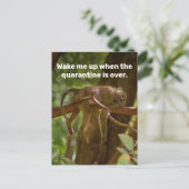 Slaapende aap wast me op als de quarantaine voorbi briefkaart (Staand voorkant)