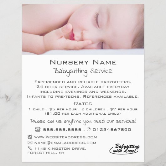 Slaapende Baby Babyzittend, dagverzorging, neurier Flyer (Voorkant)