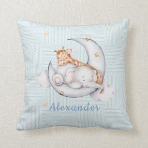 Slaapende Baby Giraff Elephant op de maan Kussen