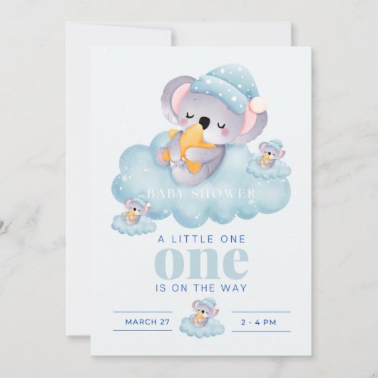 Slaapende Baby Koala Boy Shower-uitnodiging Kaart (Voorkant)