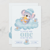 Slaapende Baby Koala Boy Shower-uitnodiging Kaart (Voorkant / Achterkant)