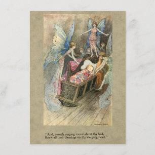 Slaapende baby met veters voor baby shower kaart