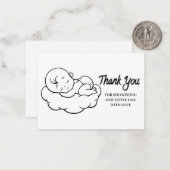 Slaapende Baby op cloud bedankt Notitiekaartje (Voorkant / Achterkant in situ)