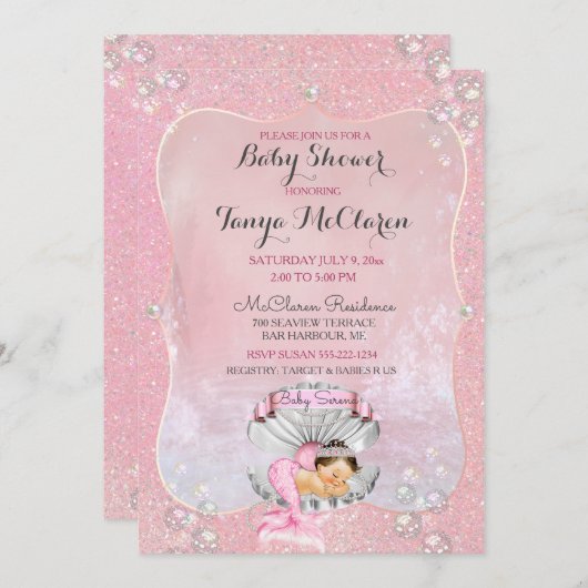 Slaapende Baby Zeemroze schelpdieren Kaart (Voorkant / Achterkant)