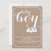 Slaapende babyjongen doucht tekst minimalistisch kaart (Voorkant)