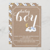 Slaapende babyjongen doucht  tekst minimalistisch kaart (Voorkant / Achterkant)