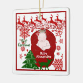 Slaapende babyrenners eerste kerstrendiertjes keramisch ornament (Links)