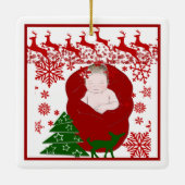 Slaapende babyrenners eerste kerstrendiertjes keramisch ornament (Achterkant)