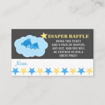 Slaapende blauwe Teddy Bear Diaper Raffle Tickets