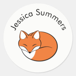 Slaapende Cartoon Fox Custom Message Ronde Sticker