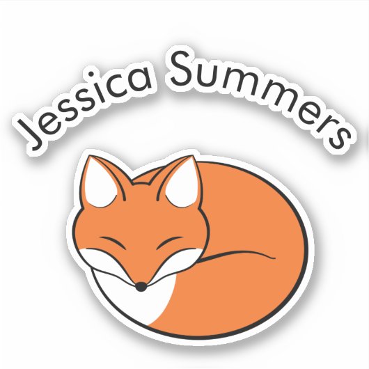 Slaapende Cartoon Fox Custom Message Sticker (Voorkant)