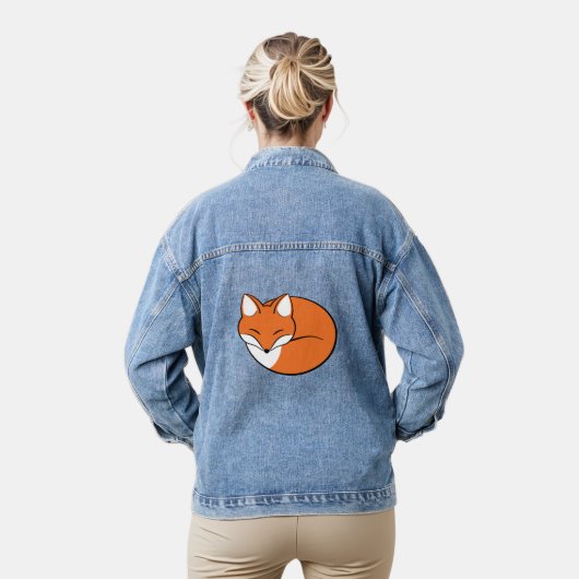 Slaapende Cartoon Fox Denim Jacket (Model)