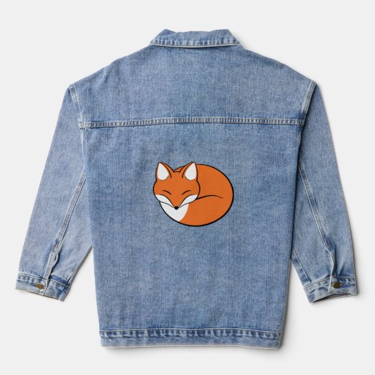 Slaapende Cartoon Fox Denim Jacket (Achterkant)