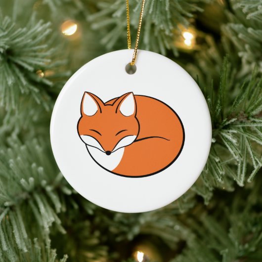 Slaapende Cartoon Fox Keramisch Ornament (Boom)